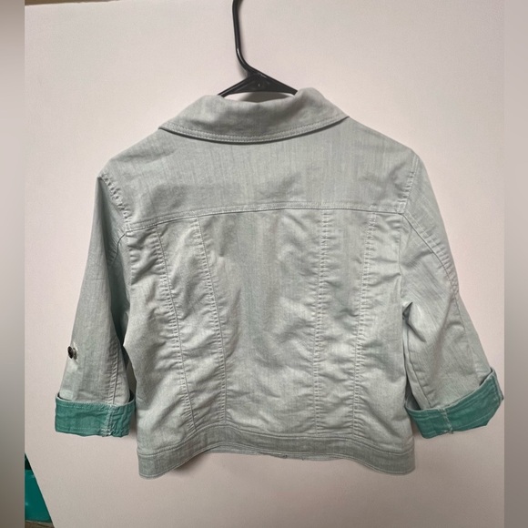 BACCINI DENIM LT GREEN JACKET SIZE PETITE LARGE - Picture 4 of 8